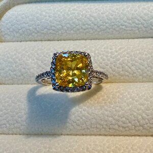 Vintage Sterling Silver Cushion Citrine